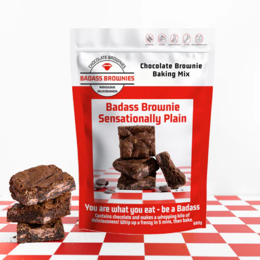 Brownie Baking Mix - SENSATIONALLY PLAIN - baking from Badass Brownies - Gets yours for $22! Shop now at The Riverside Pantry