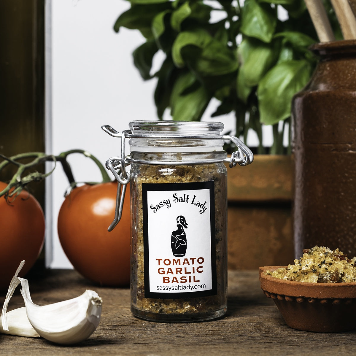 Tomato Garlic Basil Salt Blend - condiment from Sassy Salt Lady - Gets yours for $14! Shop now at The Riverside Pantry