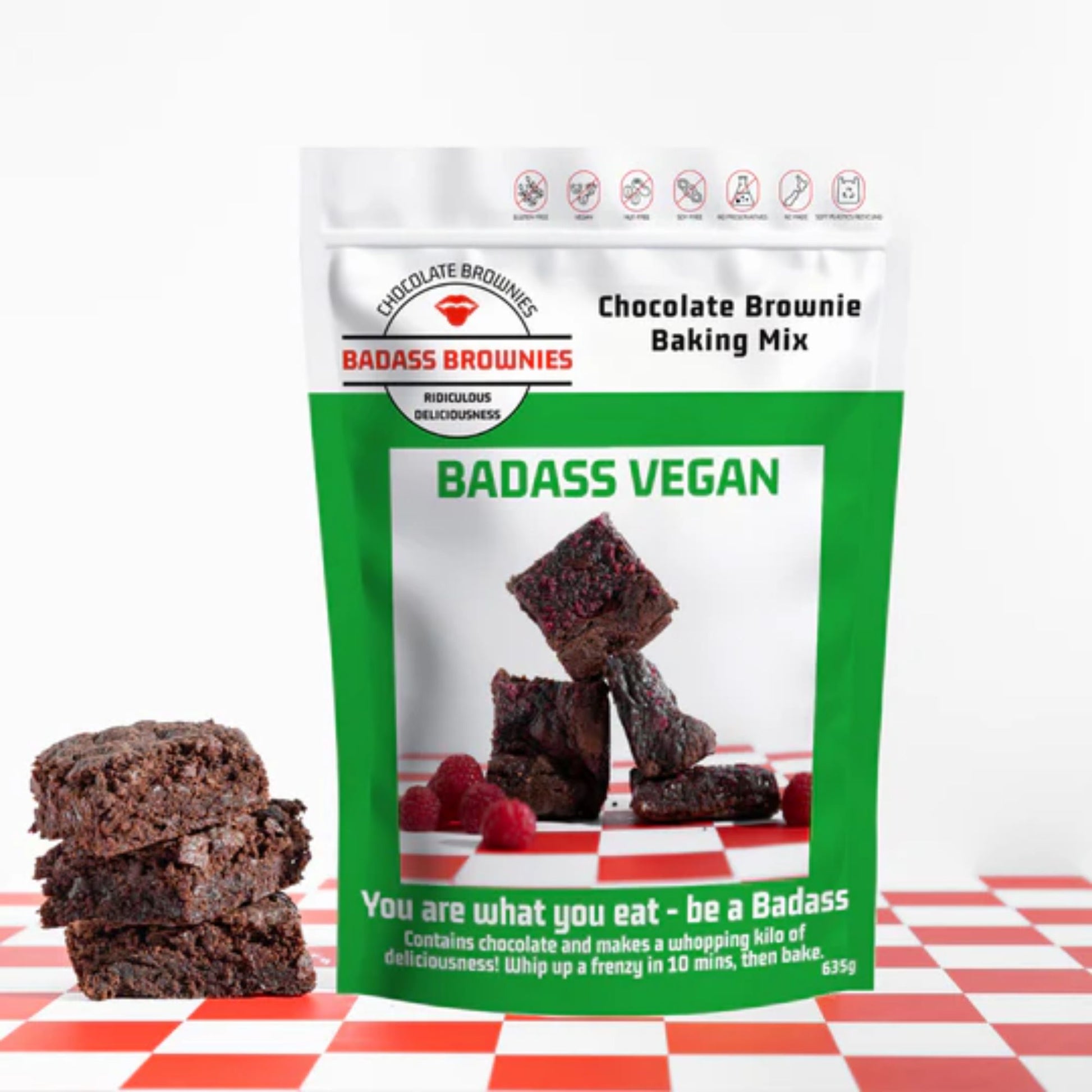 Brownie Baking Mix - VEGAN - baking from Badass Brownies - Gets yours for $25! Shop now at The Riverside Pantry