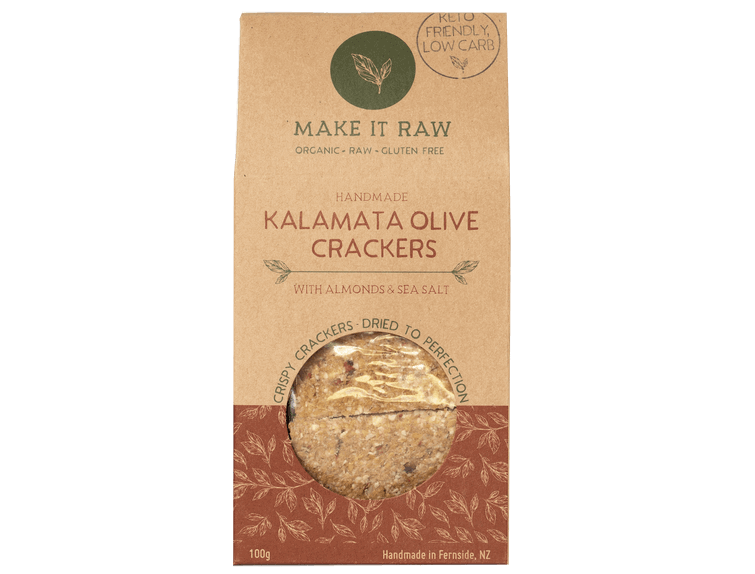 Kalamata Olive Crackers - snack from Make It Raw - Gets yours for $9.90! Shop now at The Riverside Pantry